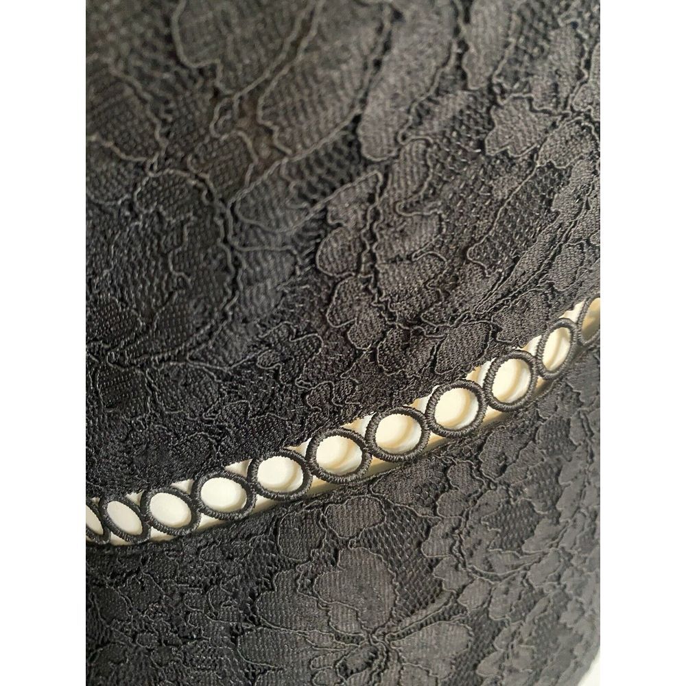 Express Scalloped Black Lace V Neck Mini Sheath Dress Large Party Cut Outs Vtg - Picture 11 of 16